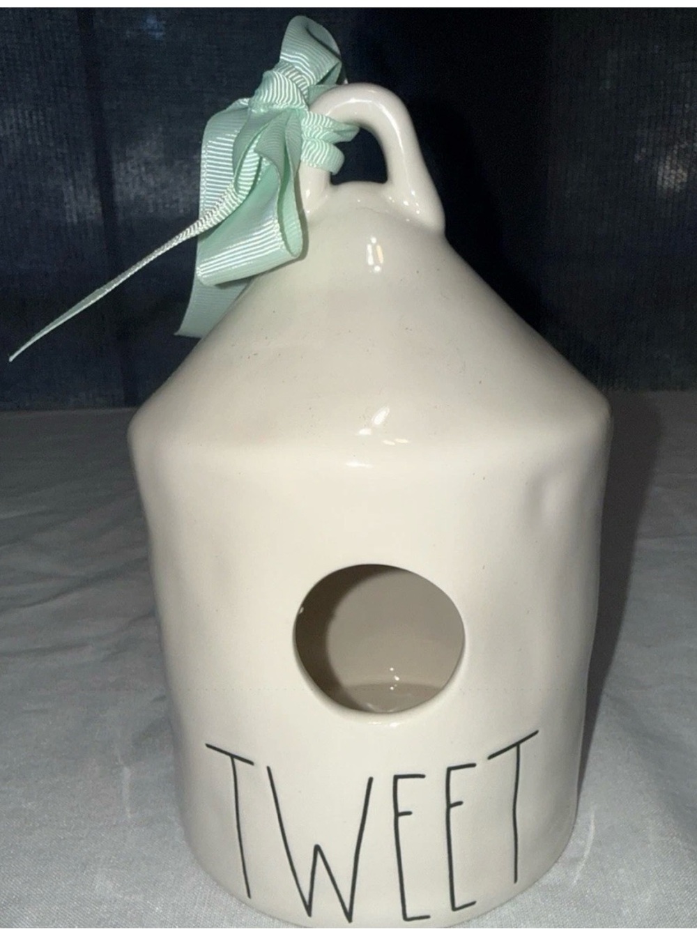 Rae Dunn White Ceramic 'TWEET' Birdhouse Home Art Decor